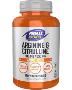 NOW Sports Arginine & Citrulline Amino Acids 120 Veggie Caps - supplemynts.com